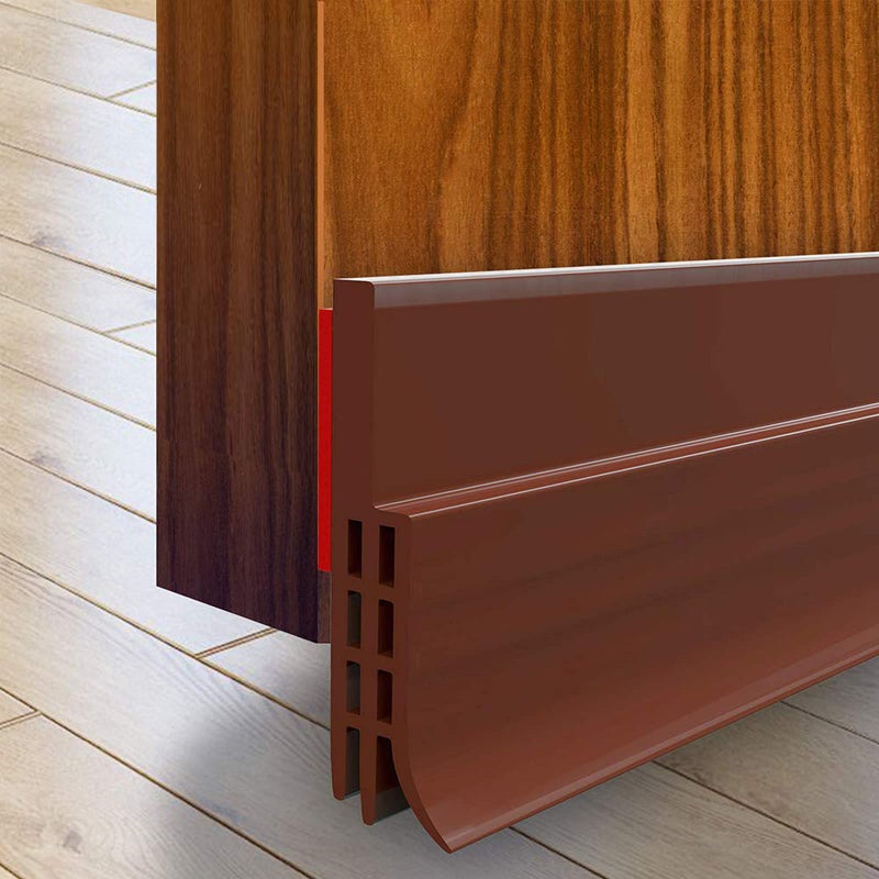 Suptikes 2 Pack Door Draft Stopper Under Door Seal for Exterior/Interior Doors, Door Sweep Strip Under Door Draft Blocker, Soundproof Door Bottom Weather Stripping, 2" W x 39" L, Brown - Image 1